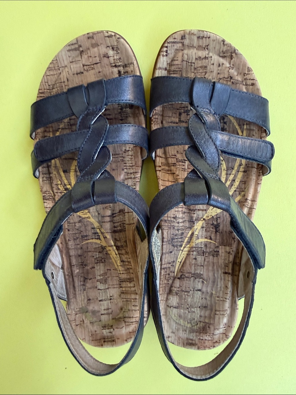 Abeo B.I.O. System “Bea” Braided T-Strap Sandal w/neutral support, size 7, navy